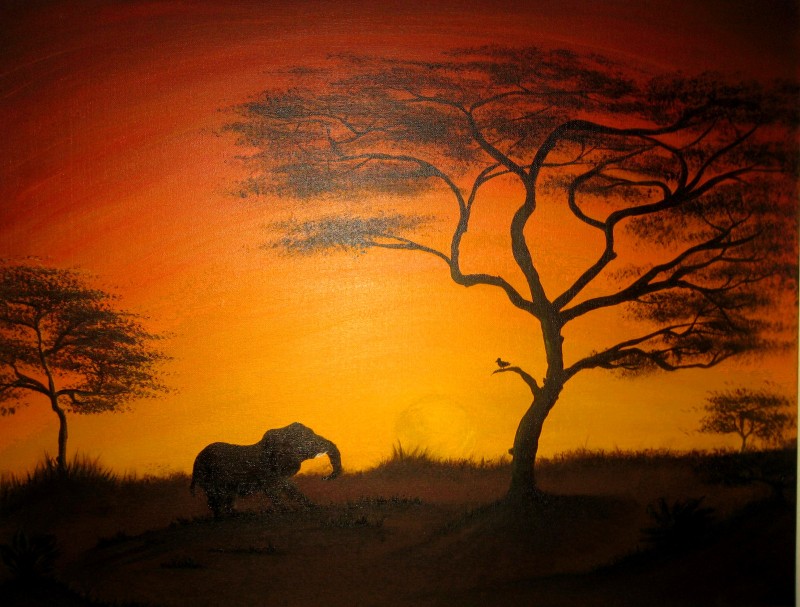 Acrylgemälde Afrikanischer Sonnenuntergang